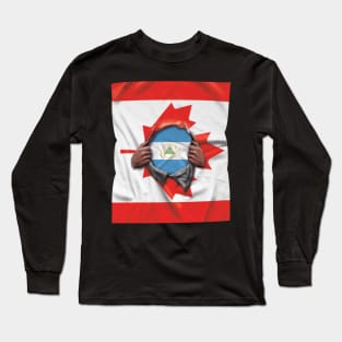 Nicaragua Flag Canadian Flag Ripped - Gift for Nicaraguan From Nicaragua Long Sleeve T-Shirt